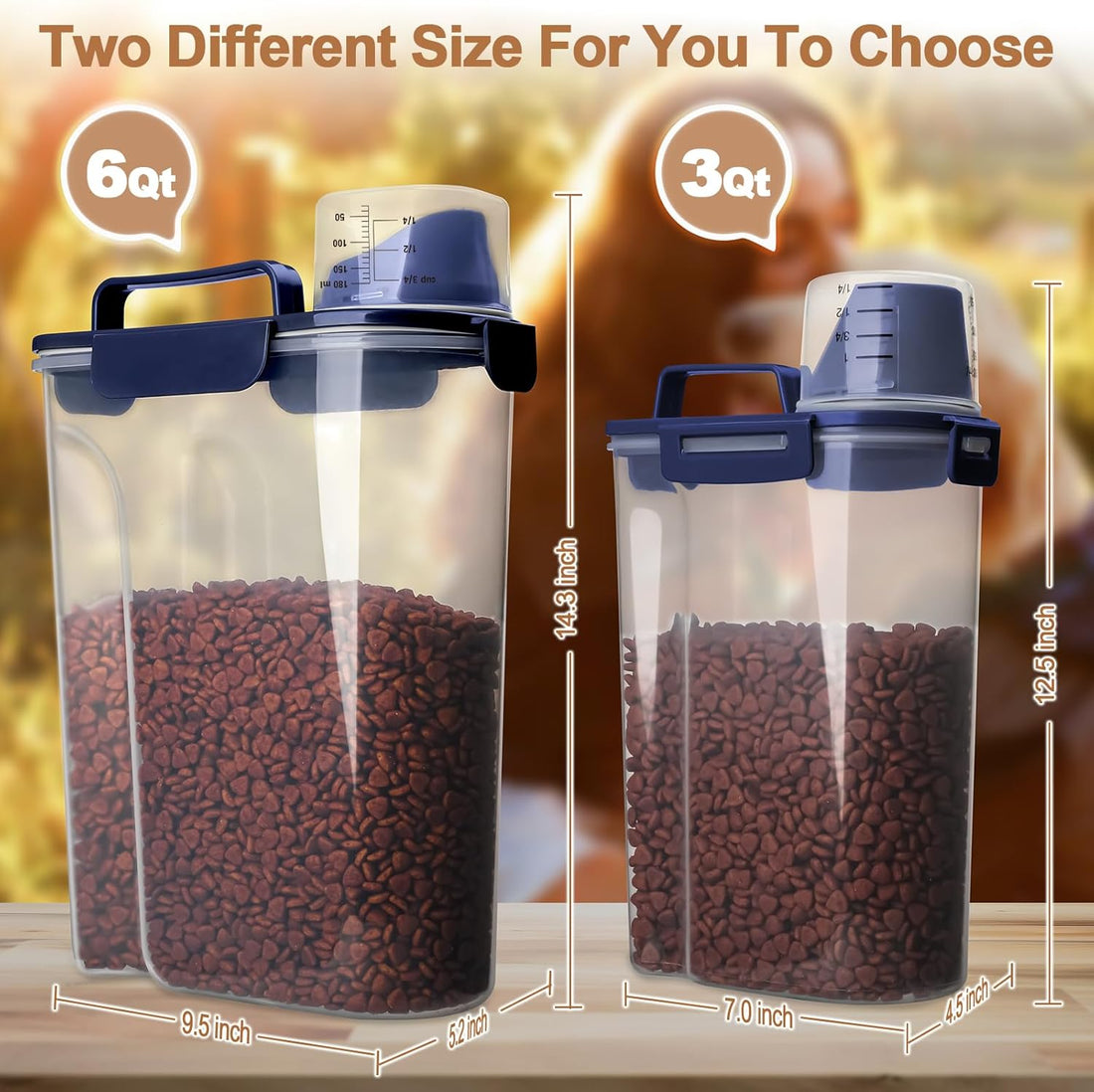 TIOVERY Airtight Pet Food Storage Container with Dispenser