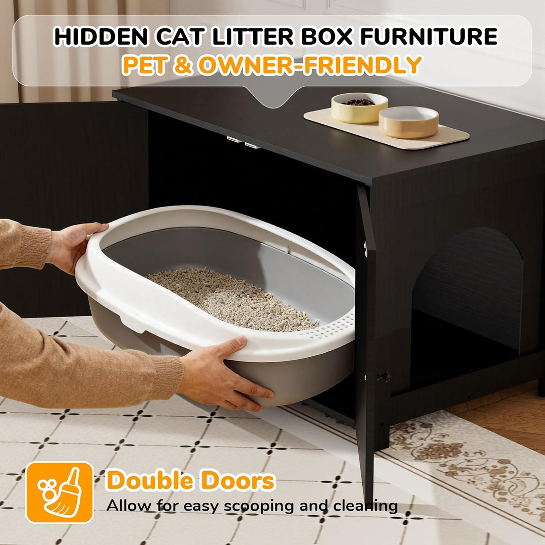 Cat Litter Box Enclosure Furniture Dog Proof