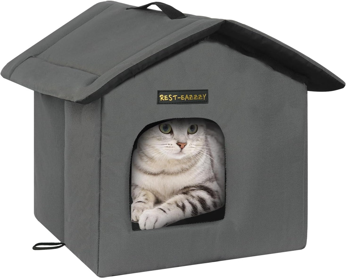 Rest-Eazzzy Outdoor Cat House for Feral Cats,Weatherproof & Insulated