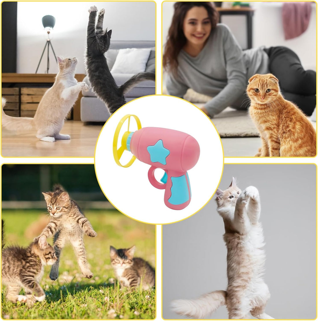Andiker Cat Fetch Toy, Interactive Kitten Flying Disc Launcher Toy