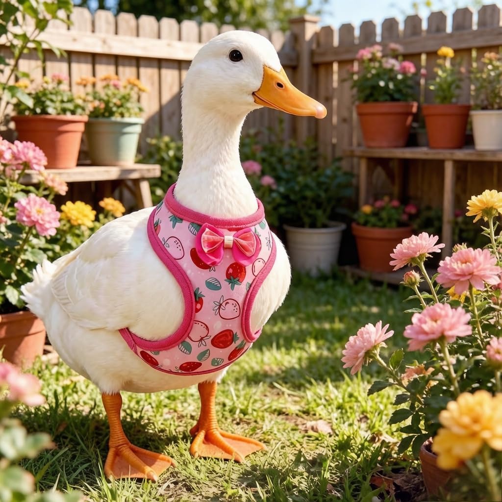 Duck Harness with Leash, Chicken Harness Vest for Goose Hans Pink