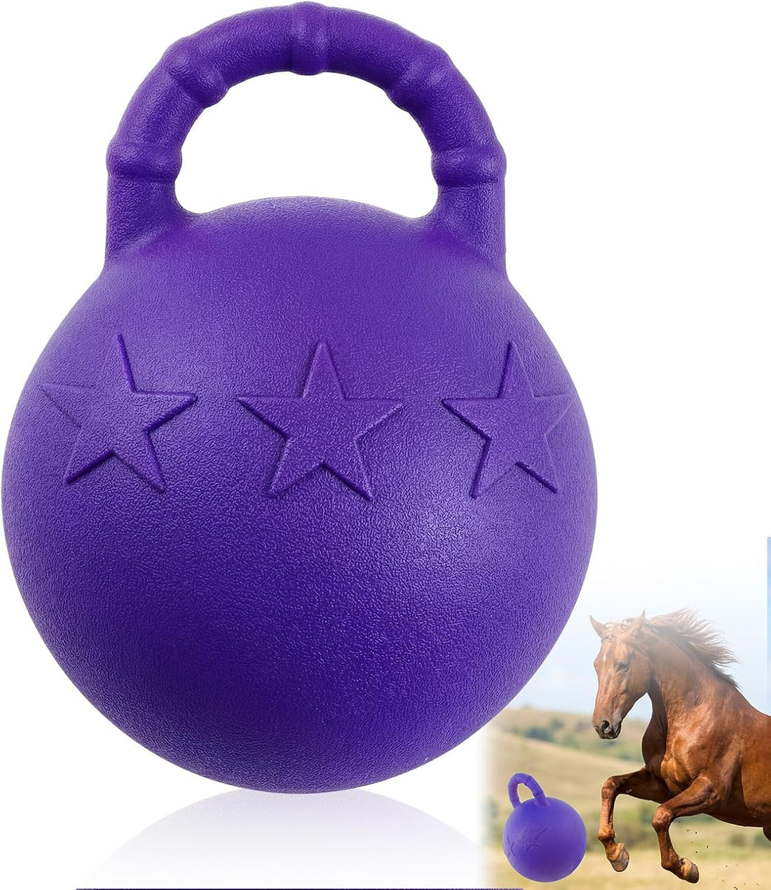 2 Pcs 10" Horse Herding Ball with Handle, Fruit Scented, Blue