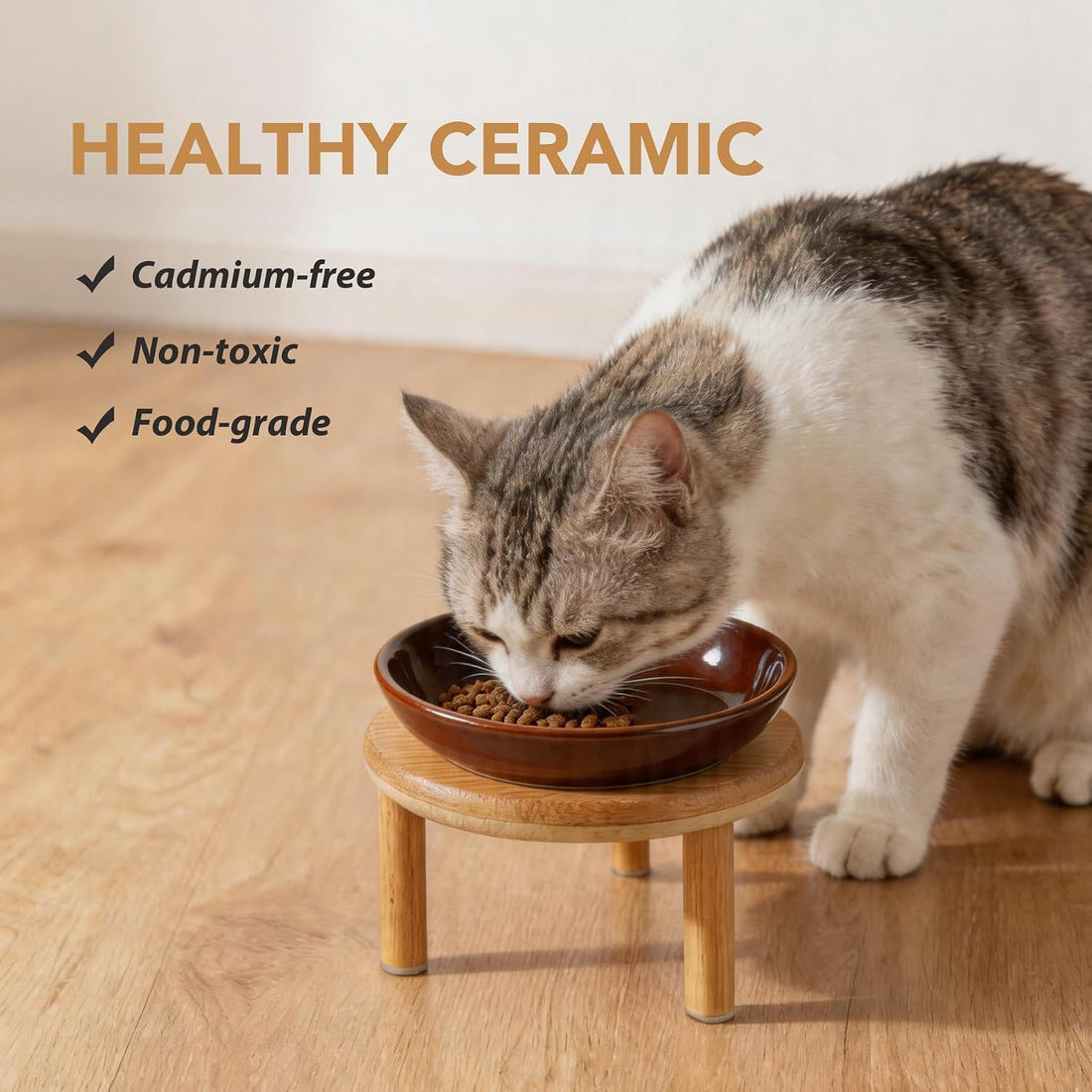 Havniva Elevated Cat Bowls Raised Ceramic Cat Bowl