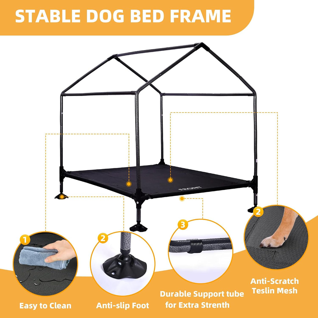 Pawmmo 42" Dog House Outdoor Indoor with Breathable Mesh Windows