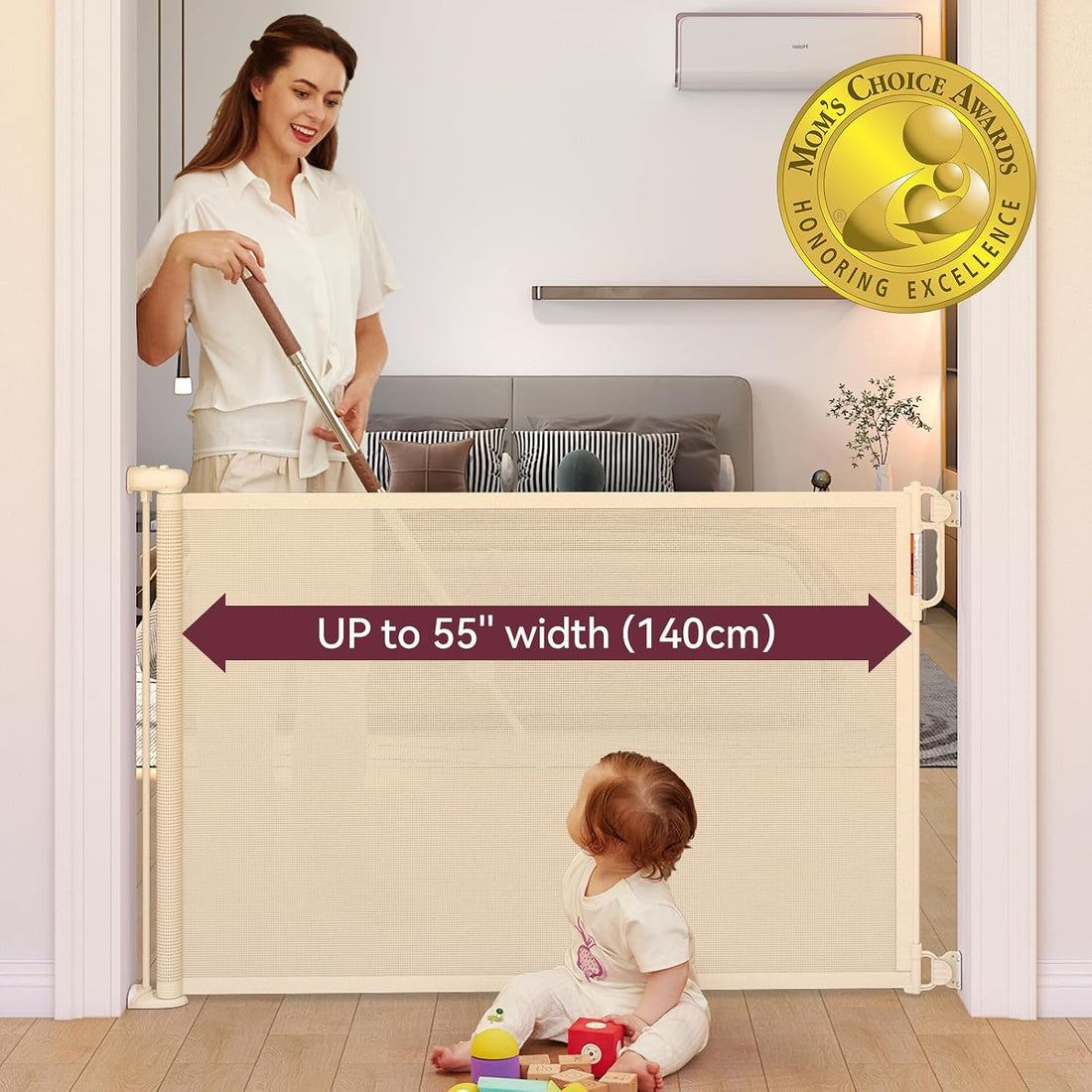 Momcozy Retractable Easy-to-Use Mesh Baby Gate