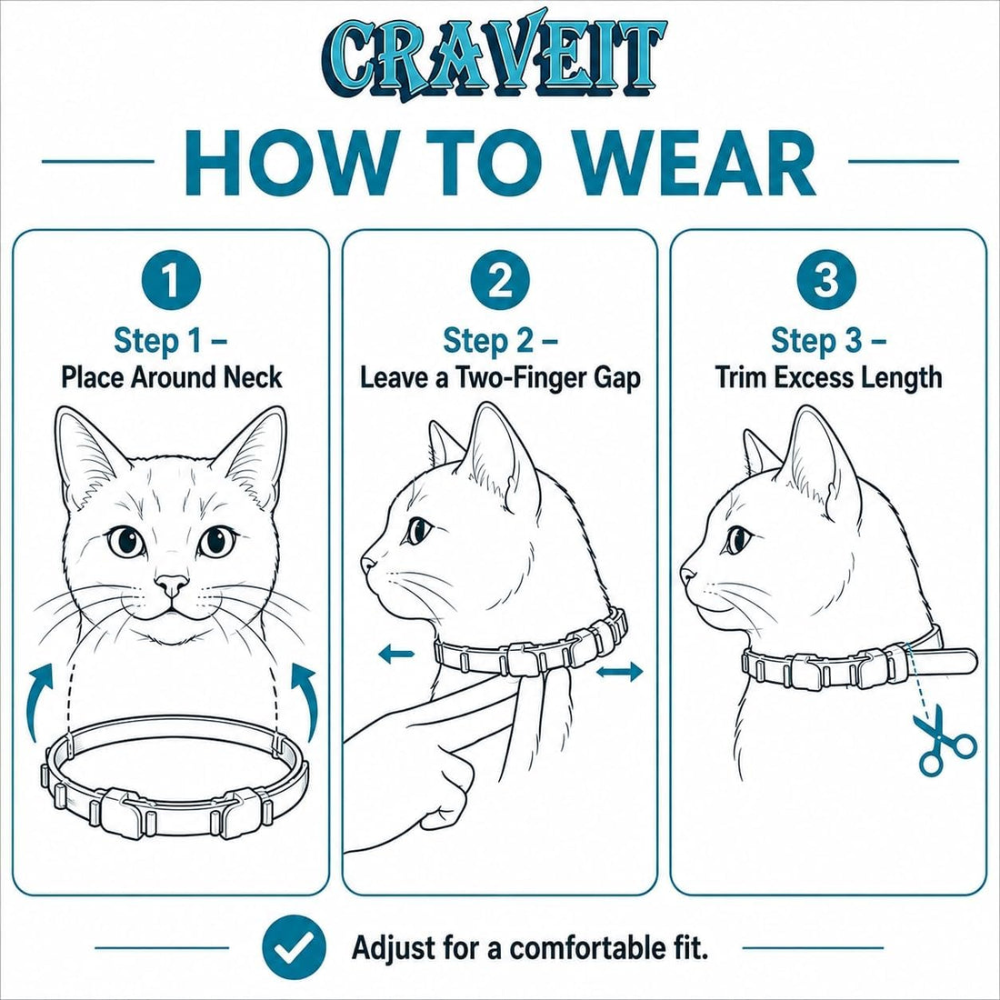 Craveit Natural Flea and Tick Collar for Cats, 4 Pack