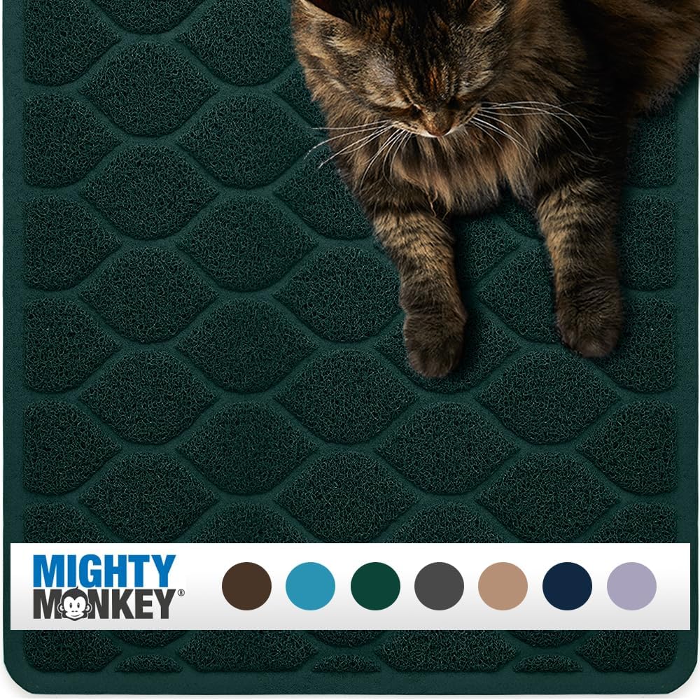 MIGHTY MONKEY Waterproof Cat Litter Mat, BPA Free, 35x23