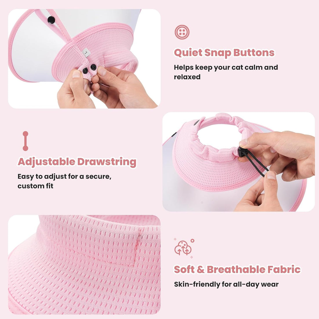Avont Soft Mesh Cat Cone, Adjustable Anti-Lick E-Collar (Pink S)