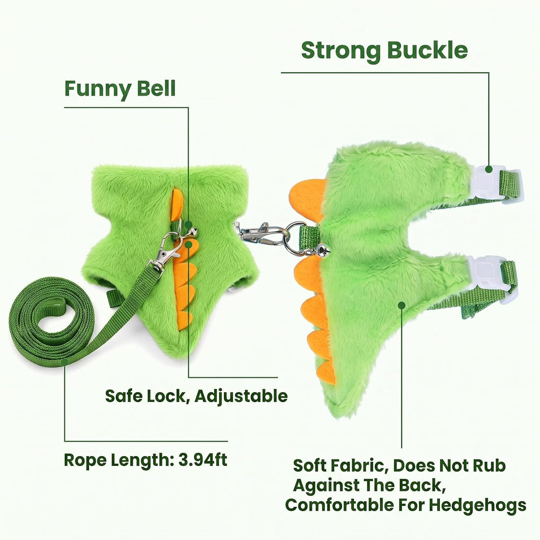 2 Pcs Hamster Harness,Green Guinea Pig Leash