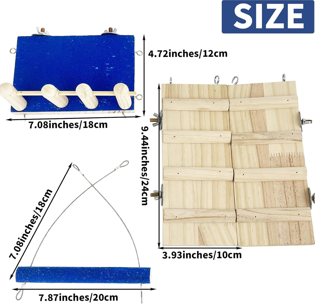 FlidRunest Bird Toy, Parrot Perch Platform with Swing and Ladder