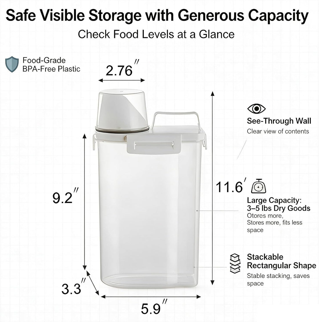 Gagee 4 Pack 3-5 Lb Pet Dog Cat Food Storage Container With Measuring