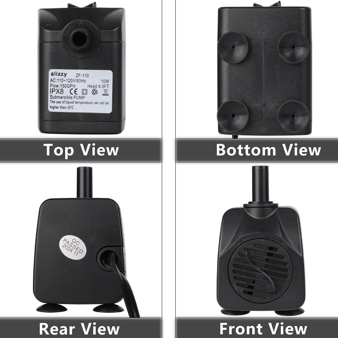alizzy 150 GPH Small Fountain Pump, Durable Submersible Water Pump