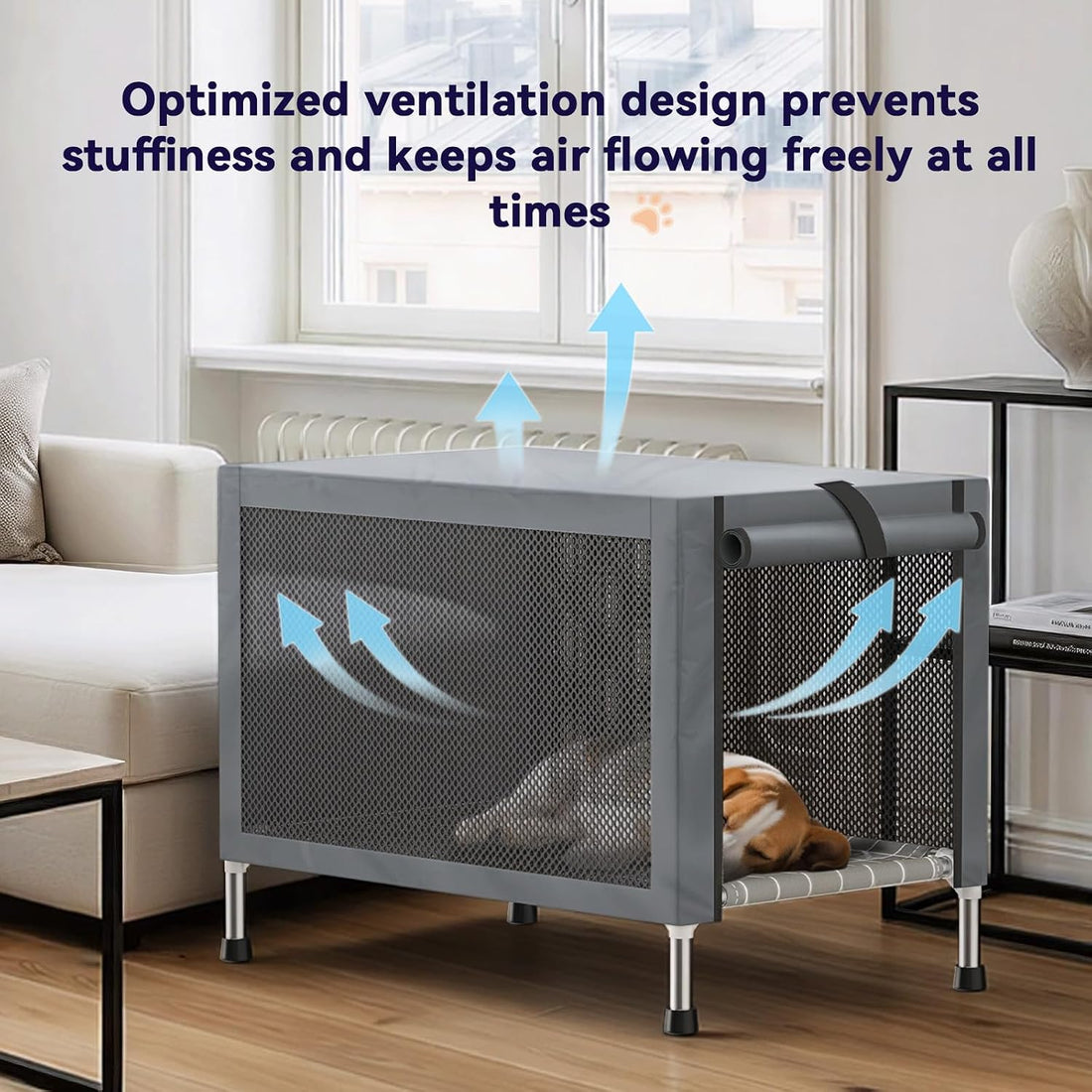 Medium Elevated Dog Crate with Removable Cover