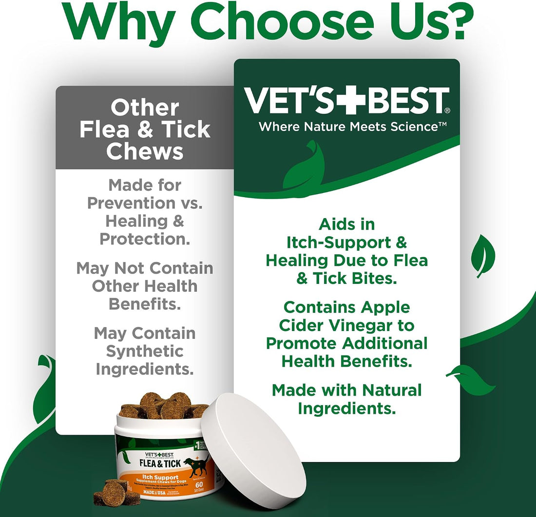 Vet's Best Flea & Tick Soft Chews for Dogs, Immune & Itch Support
