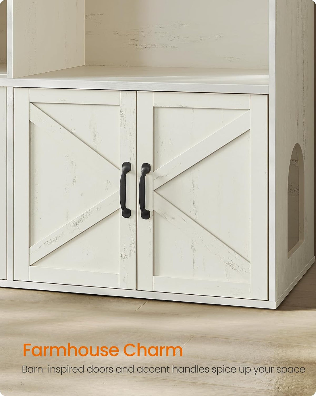 Feandrea Litter Box Enclosure for 2 Cats, with Storage Cabinet