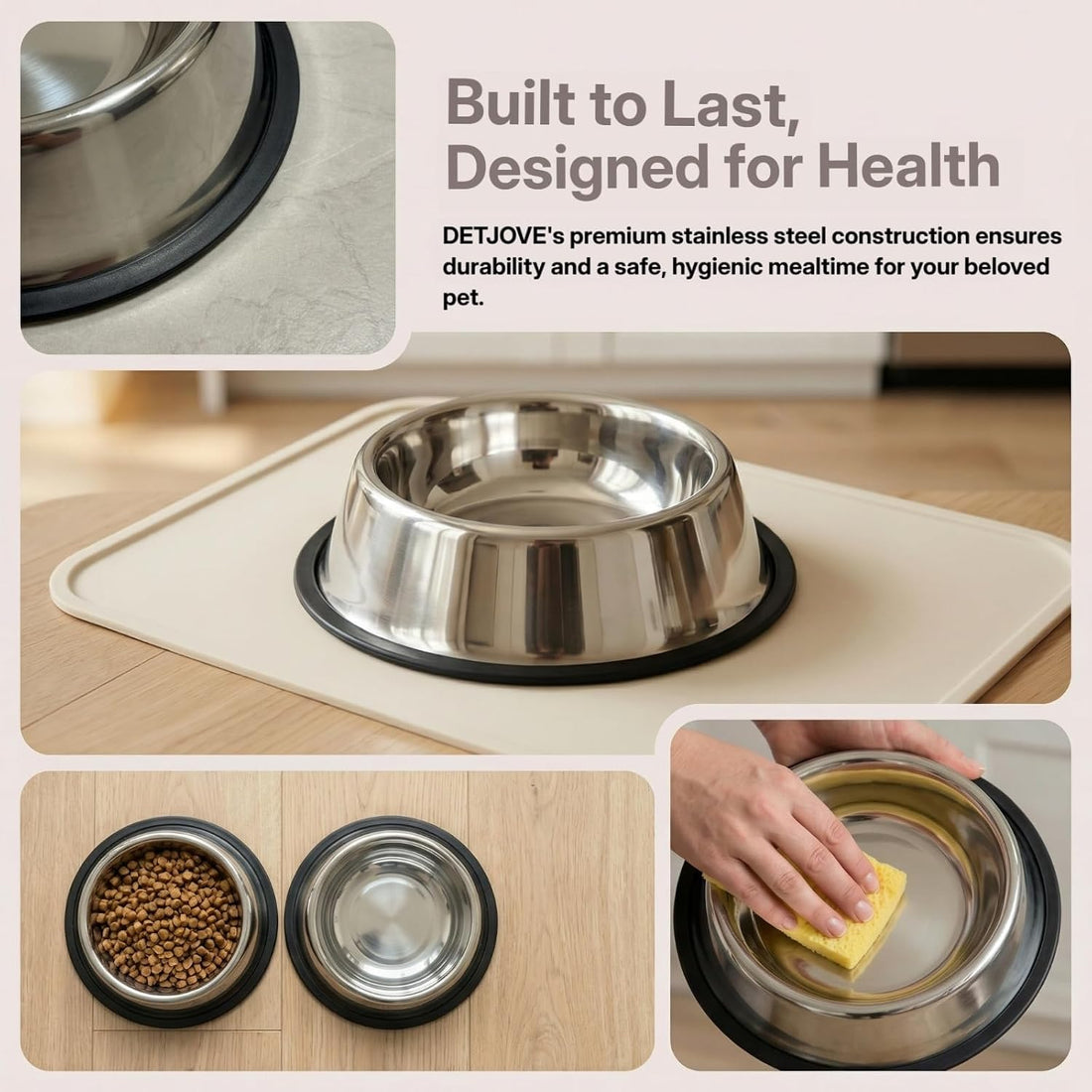 No-tip Stainless Steel Dog Bowls, 54oz, 2-Pack