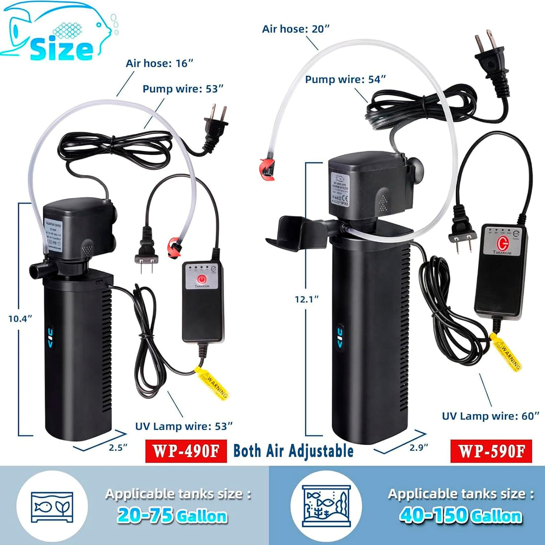 TARARIUM U-V Aquarium Filter for Fish Turtle Tank