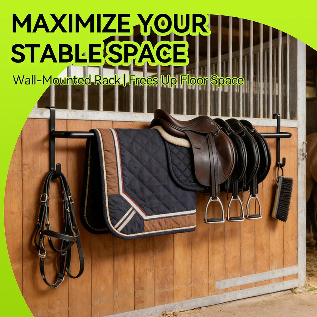 2Pcs Heavy Duty Horse Blanket Rack with Bridle Hooks