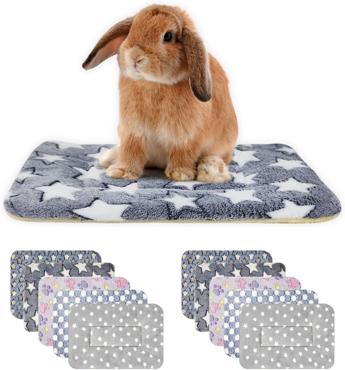 3PCS Rabbit Bed, Soft Bunny Bedding, Fleece Guinea Pig Blanket