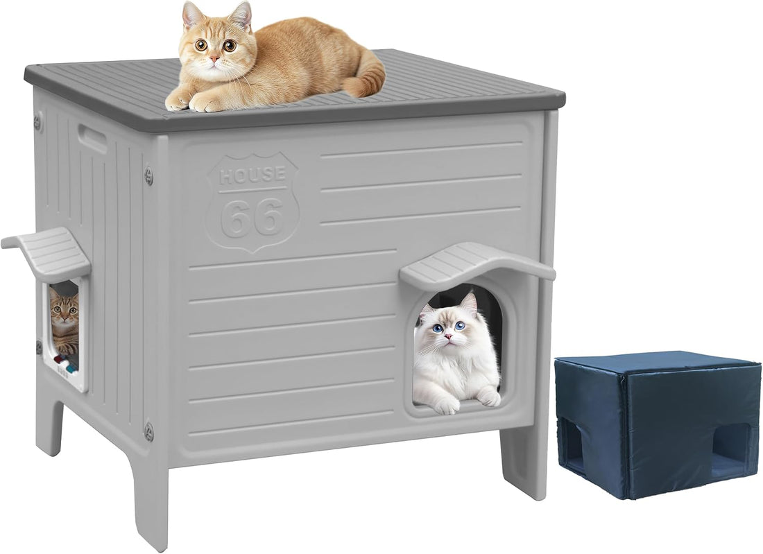 Insulated Cat House Outdoor Weatherproof Plastic Cats Houses