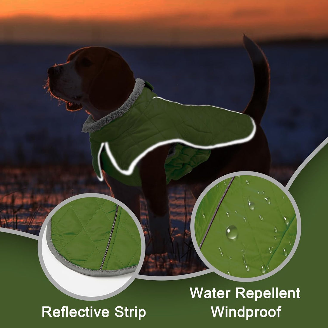 Dog Winter Coat with Waterproof Zipper Harness Hole, Fleece Dog Jacket
