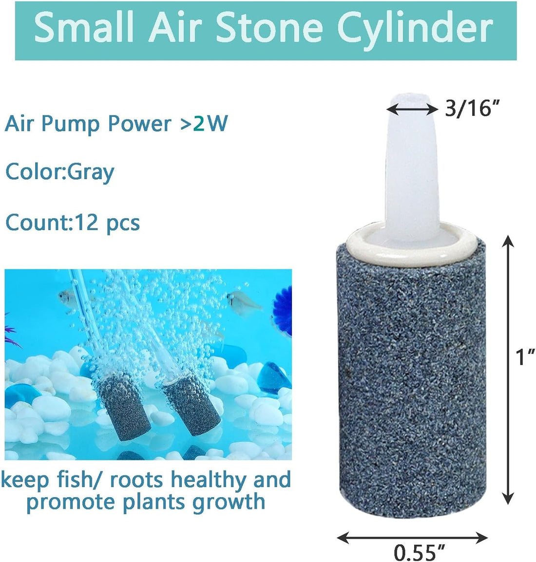 AQUANEAT Aquarium Air Stones 1 inch 12 Pack, Bubble Stone