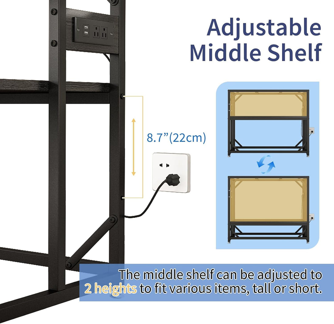 METYERRY 40 Gallon Fish Tank Stand with Power Outlet,Adjustable Shelf