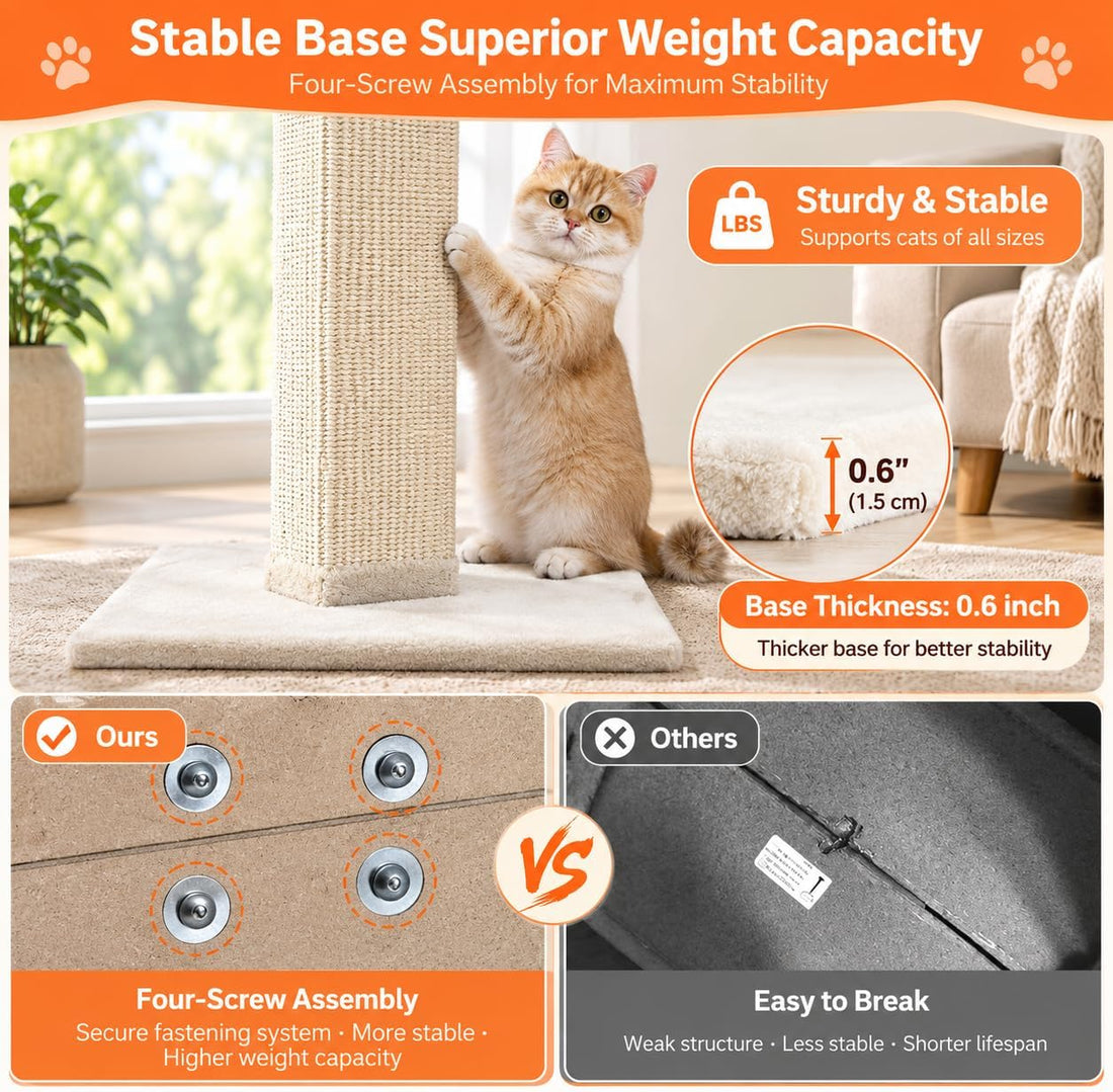 SOCATER Cat Scratching Post 33 Inch Nature Sisal Cat Scratch Post