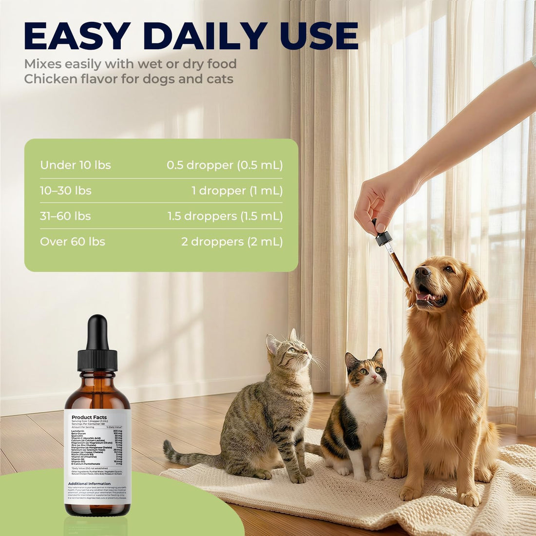Lactoferrin Liquid Supplement for Dogs & Cats, Daily Immune Support