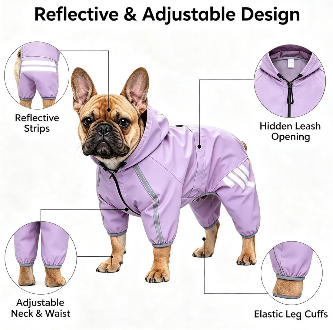 Dog Raincoat,Waterproof Dog Rain Jacket Reflective Full Body