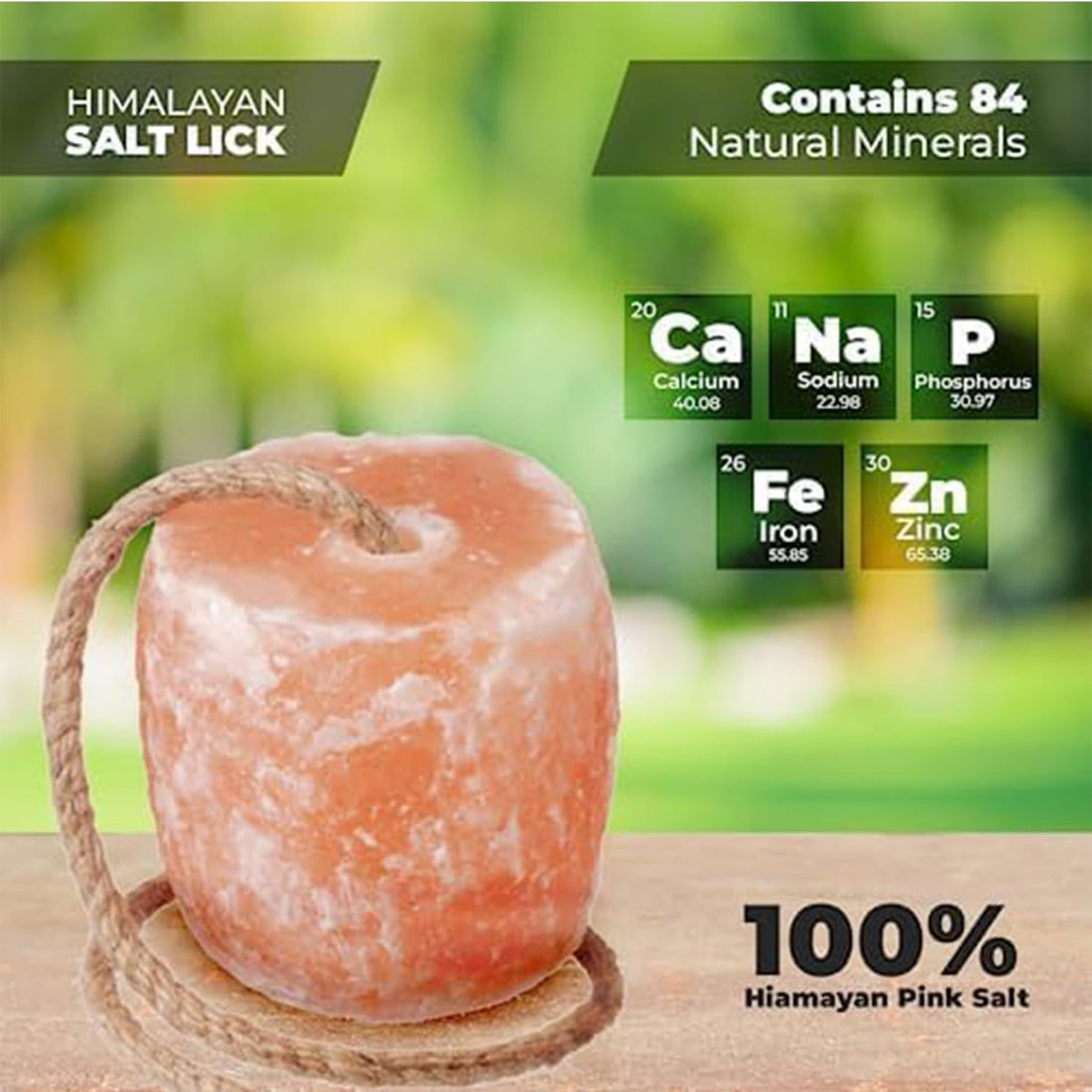 6–7 lbs Himalayan Salt Lick Block for Horses and Deer on Rope –