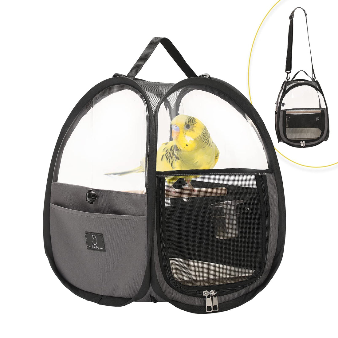 Bird Carrier for Travel with Clear Windows, Breathable Safe Fabric