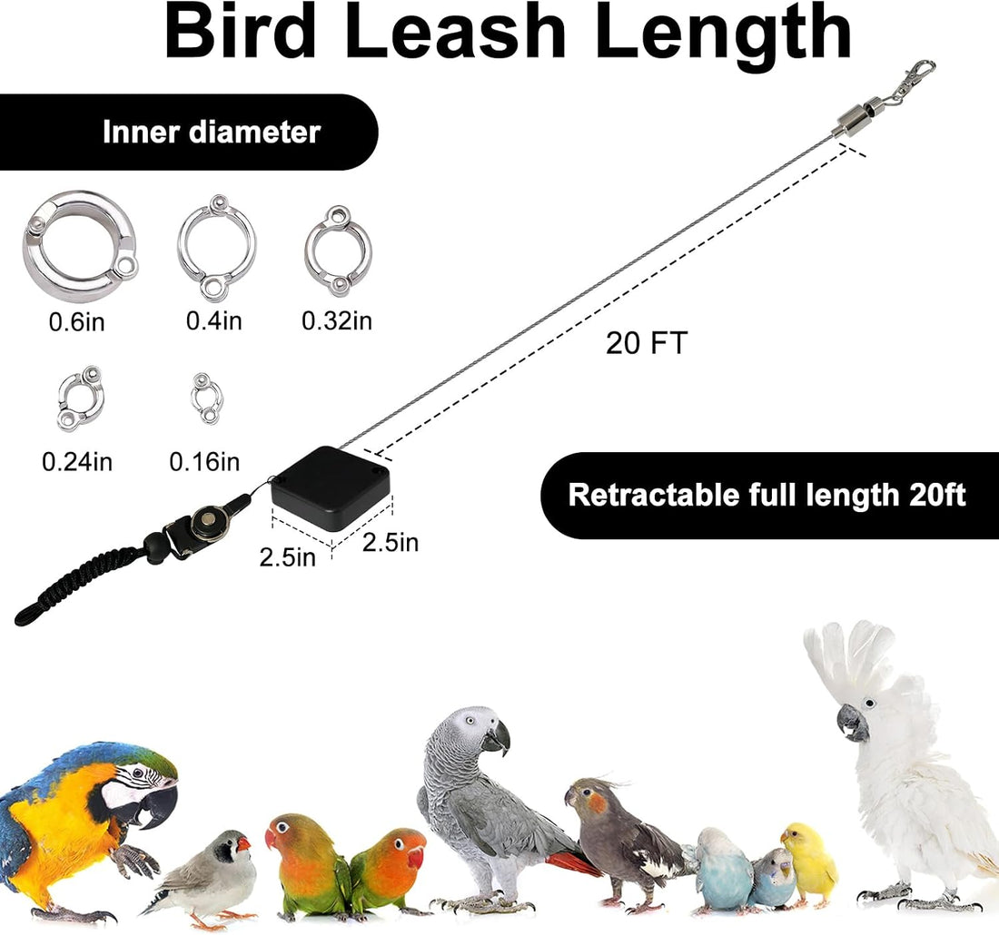 Retractable Bird Leash,Parrot Flying Rope,Anti-Bite Wire Rope Parrot
