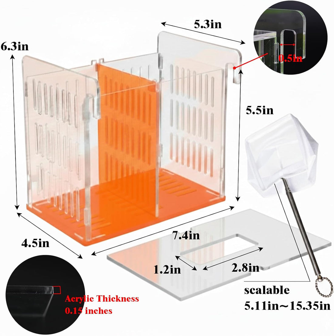 Fish Tank Divider & Breeder Box, Acrylic Aquarium Isolation Hatchery