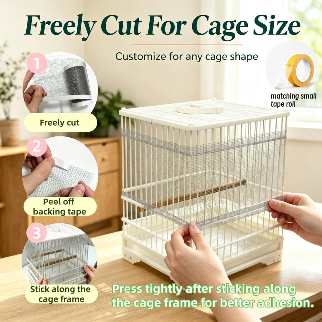 Bird Cage Seed Catcher, Breathable Cuttable Bird Cage Net Mesh