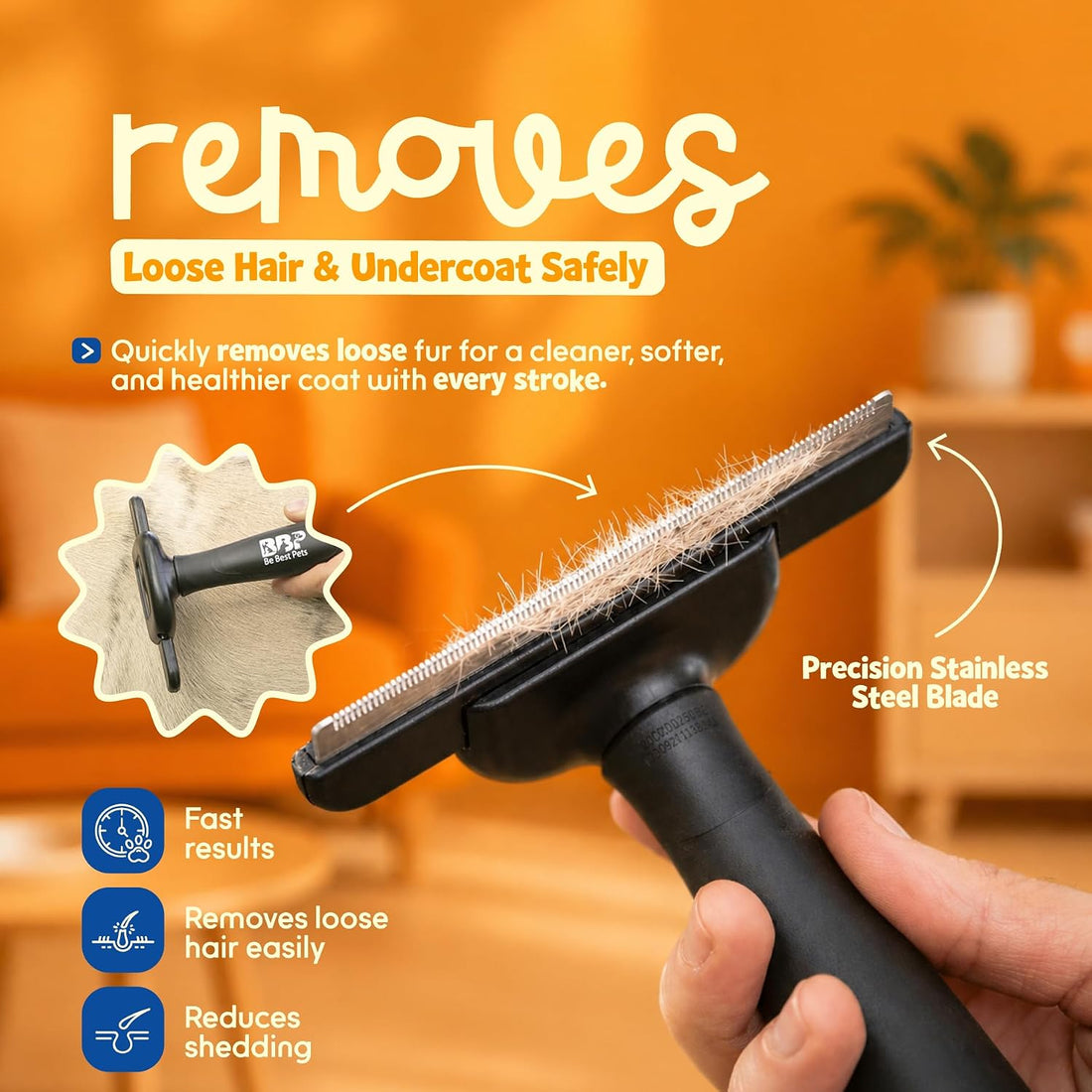 Be Best Pets Deshedding Brush for Dogs & Cats