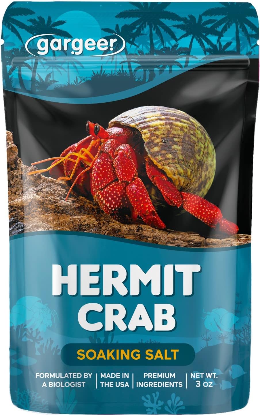 Gargeer 3oz Hermit Crab Soaking Salt, Calcium & Trace Minerals