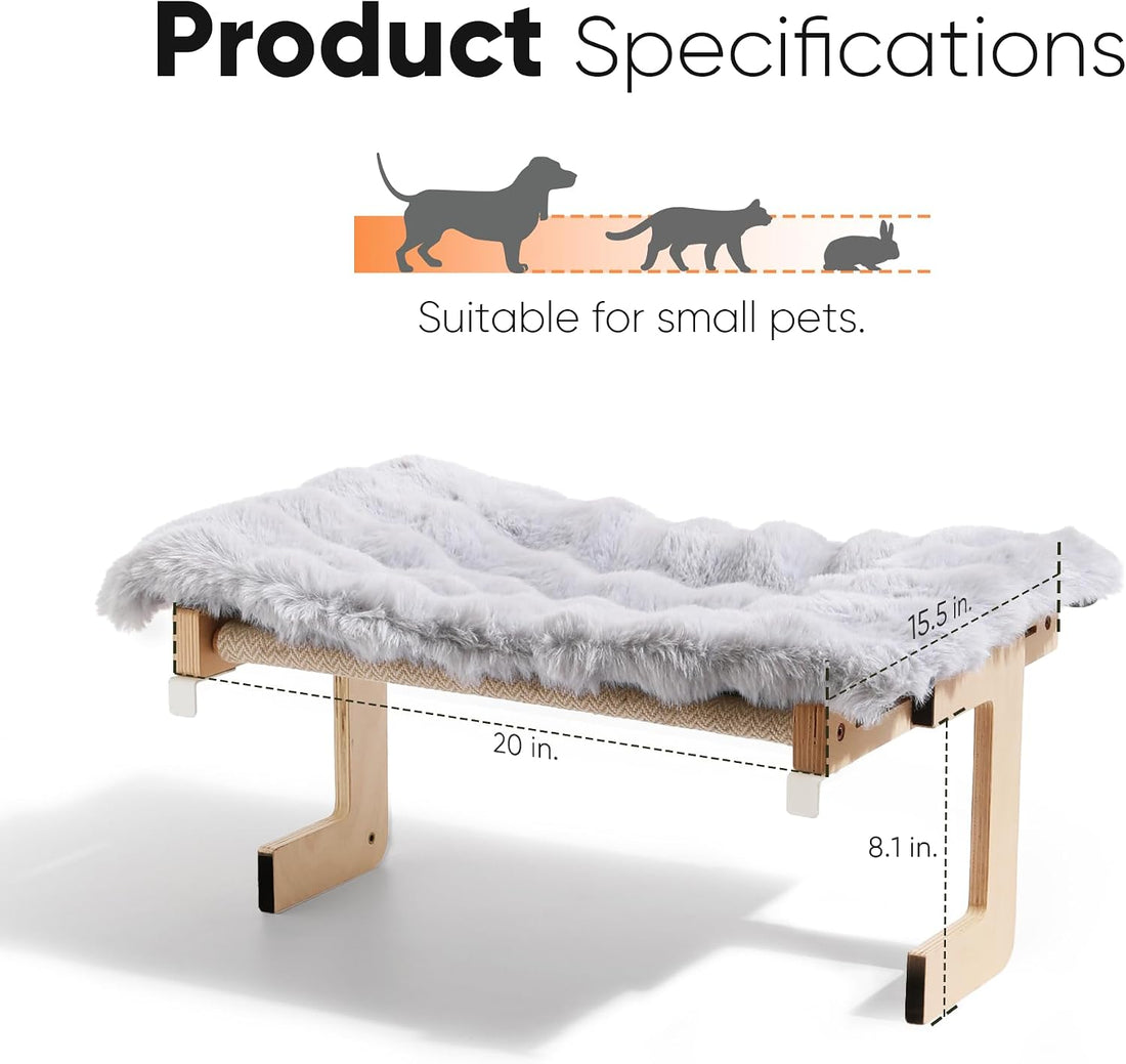 FUKUMARU Cat Window Perch, Sturdy Wood Hammock Window Bed for Indoor