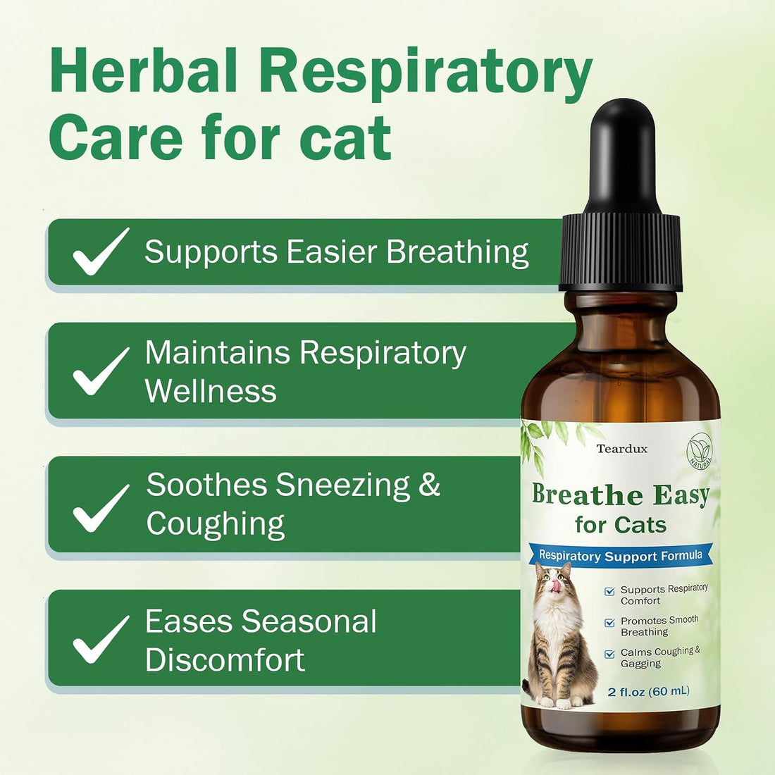 Cat Respiratory Support, Breathe Easy for Cats, Relieves Sneezing