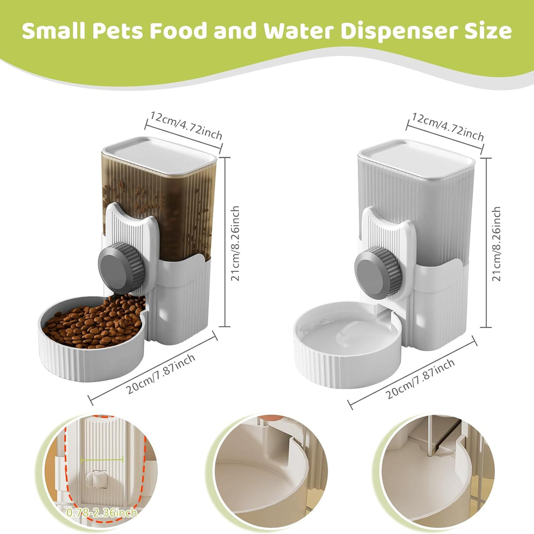 Hanging Cage Auto Pet Food Bowl Water Bottle Dispenser, 1L