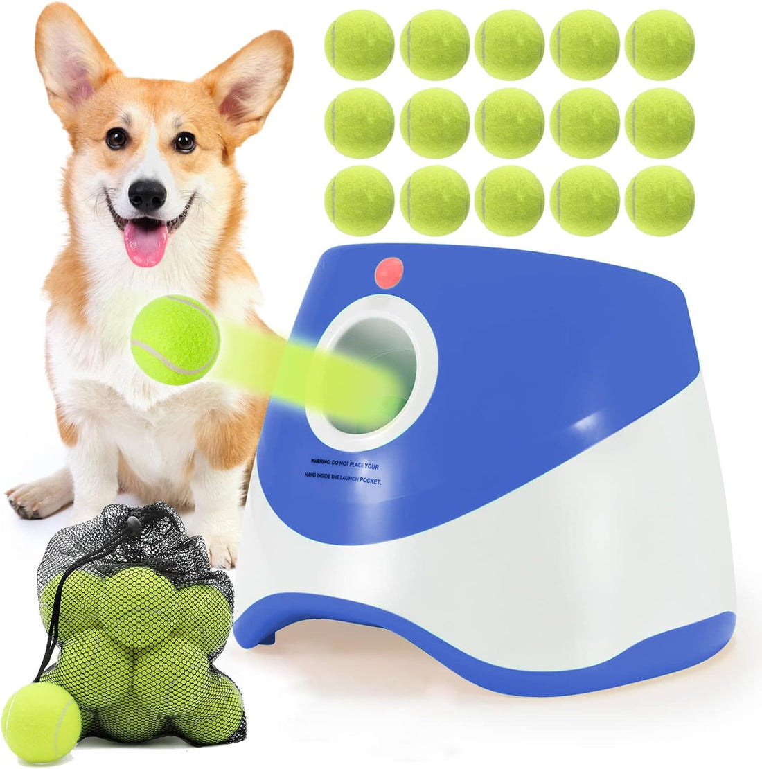 SOCO Automatic Ball Launcher for Dogs, 15 2-Inch Balls, Orange