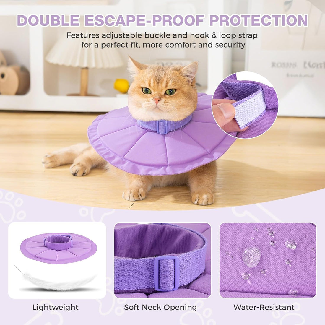 Avont Inflatable Cat Cone, Lightweight Recovery Collar, L