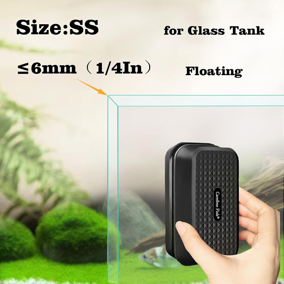 Carefree Fish Aquarium Small Magnetic Cleaner for Glass Fish Tank