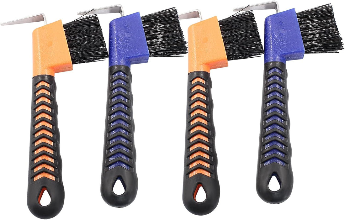 2 Pcs Horse Hoof Pick Brush, Blue & Orange