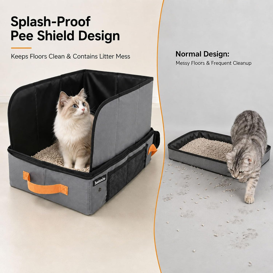 hamraba Large Travel Litter Box for Cats with High Side Shield