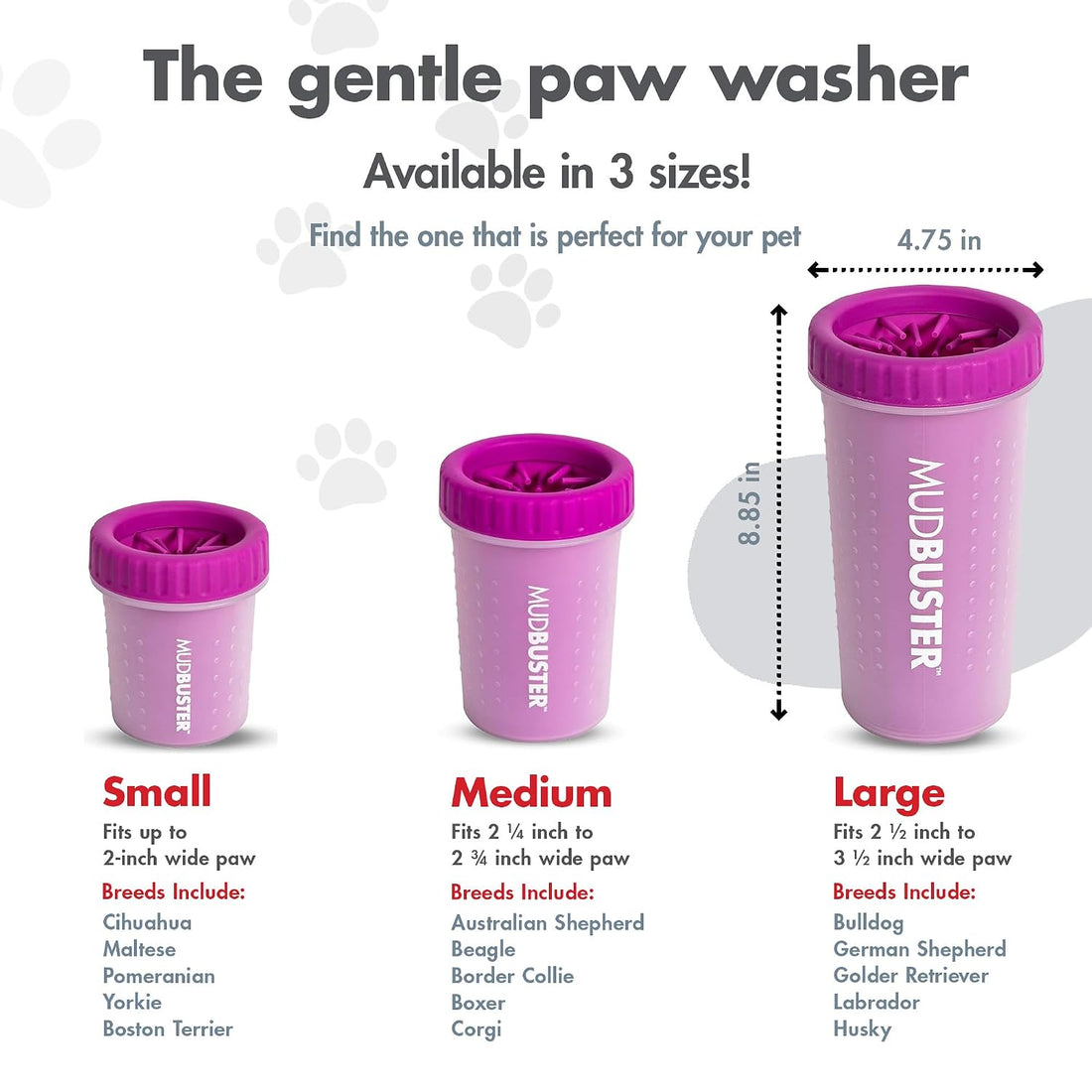 Dexas MudBuster Large Dog Paw Cleaner, Fuchsia