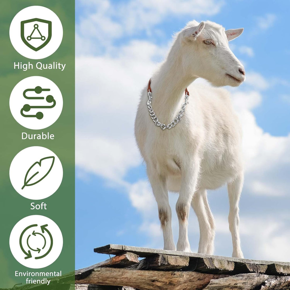 Misdary 1 Pcs Goat Show Collars Adjustable 14" Chain, 14''