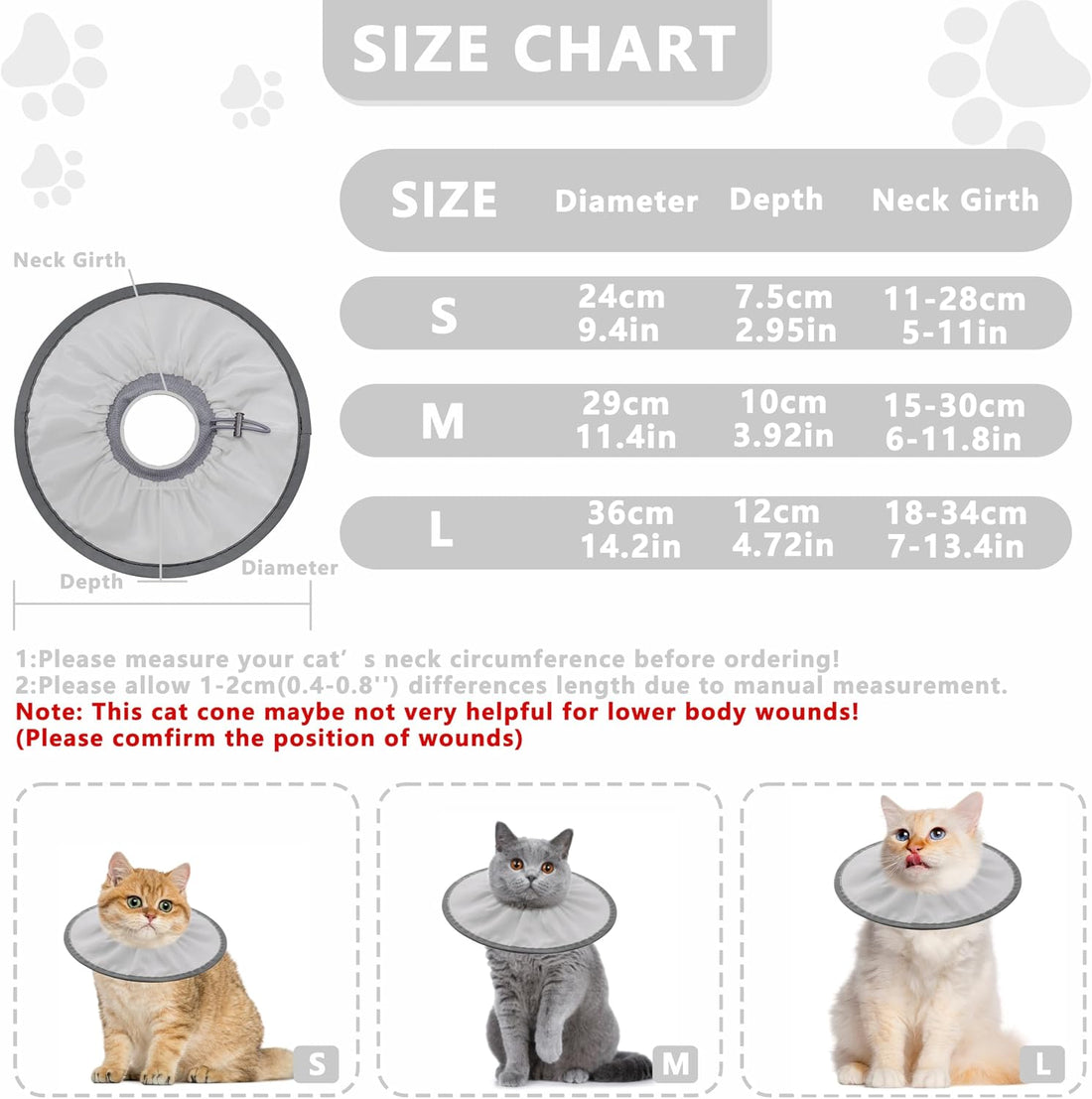Seyezo Lightweight Cat Cone Collar Soft, Adjustable