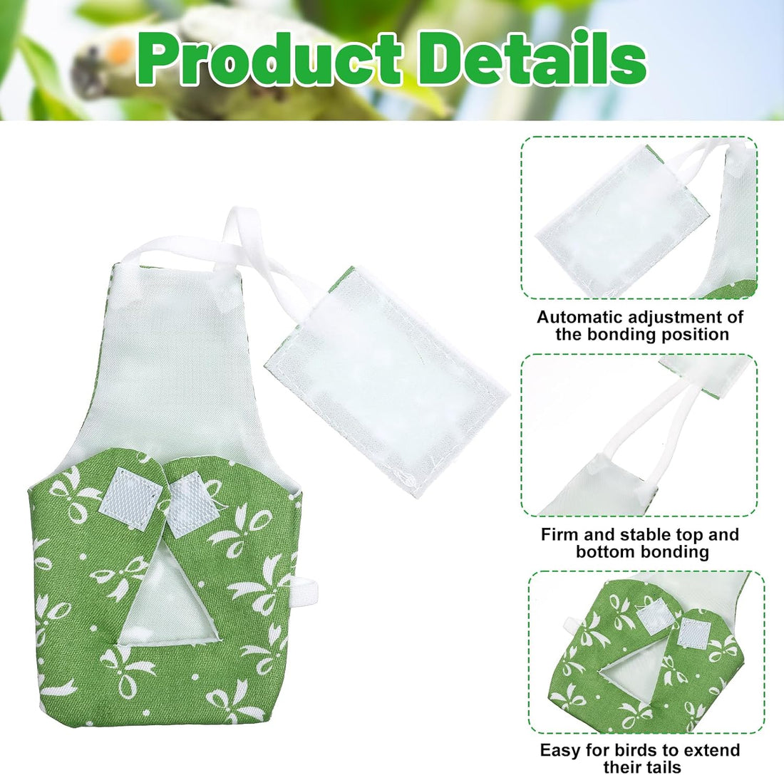 6Pcs Bird Diapers, Reusable Parrot Diapers with Adjustable Straps