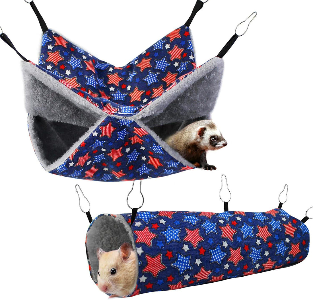 petonfun Ferret Rat Hammock Tunnel for Cage Guinea Pig Hideout Toy Bed